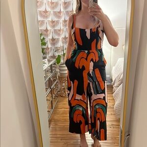 Anthropologie BEL KAZAN Artistic Jumpsuit with Ankle-Length Wide Legs